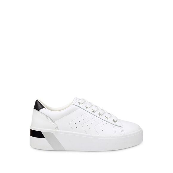 MARC FISHER Womens White Tony Toe Platform Leather Sneakers Shoes 8.5 M